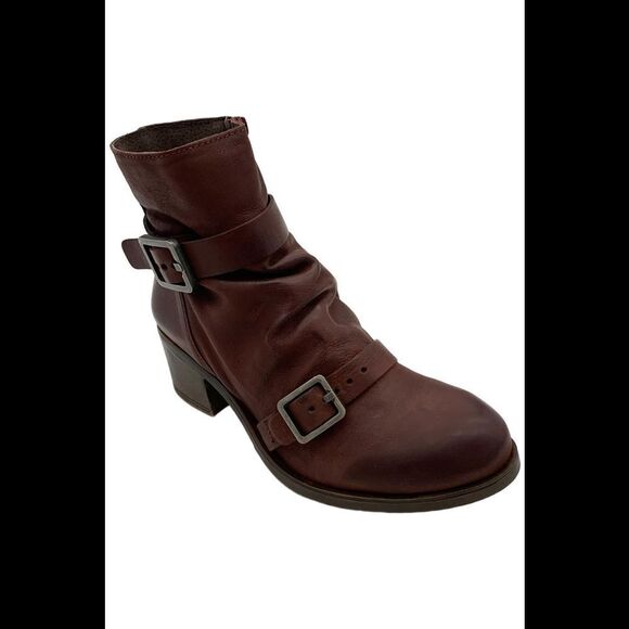 Miz Mooz Shoes - Miz Mooz x Jane & Courtney Women's Leather Heeled Mid Boots Wine - Medium